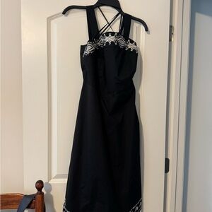 Cato Black Maxi Dress with White Embroidery